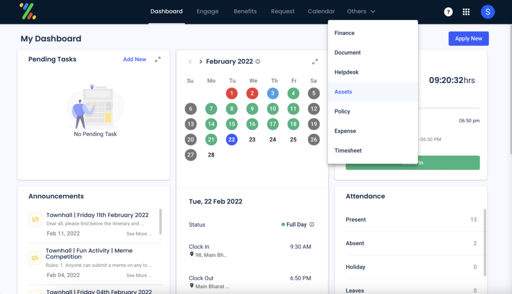 Zimyo HRMS Dashboard