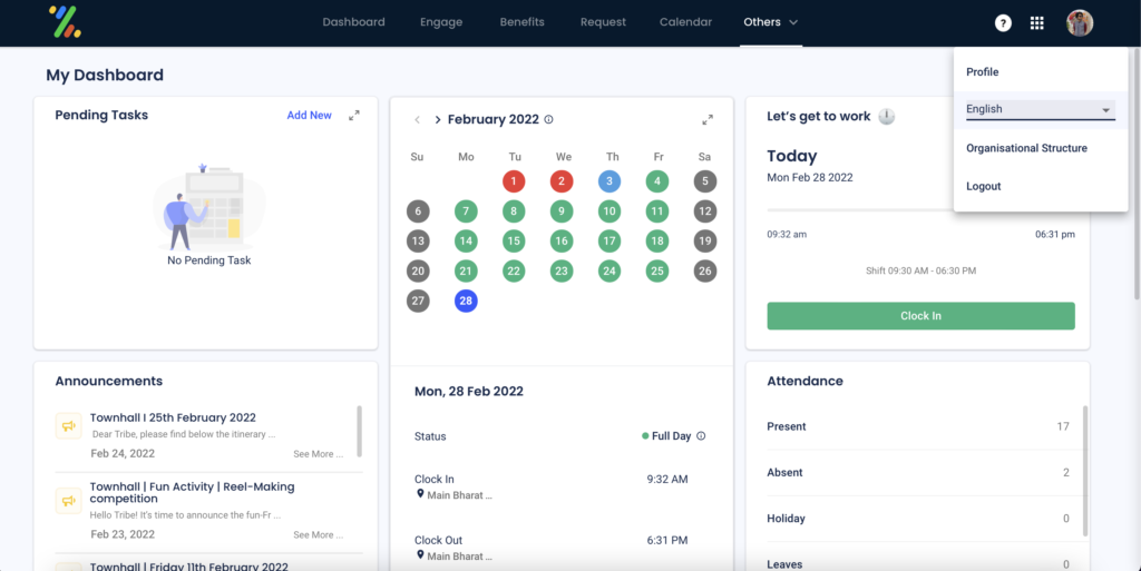 Zimyo HRMS Dashboard