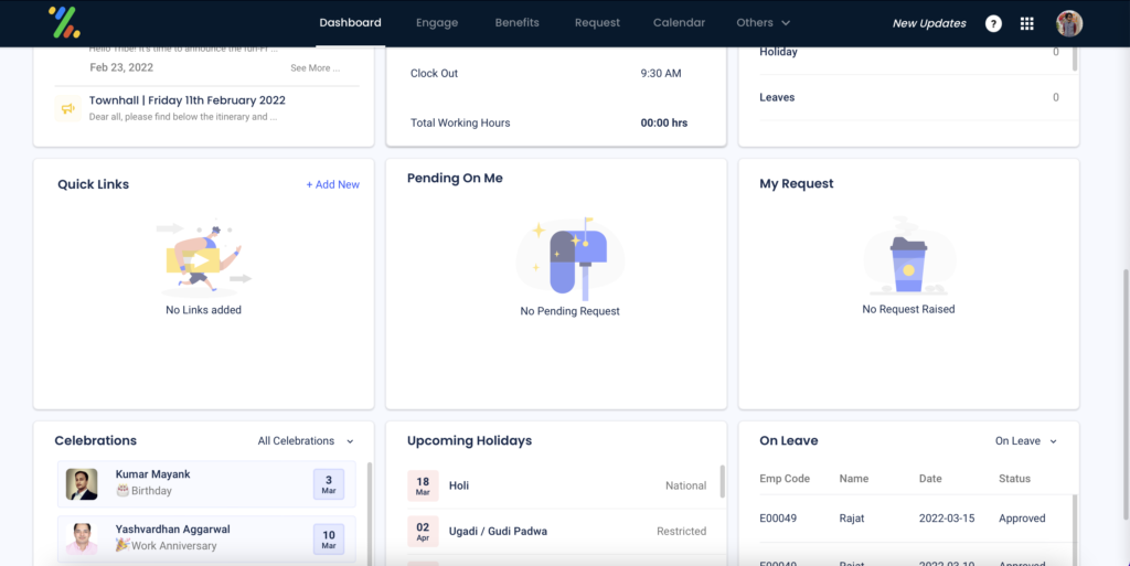 Zimyo HRMS Dashboard 