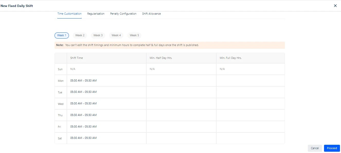 Advance options in fixed shift