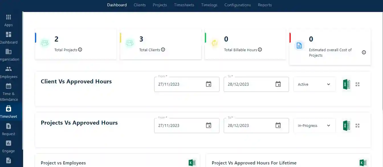 Timesheet dashboard