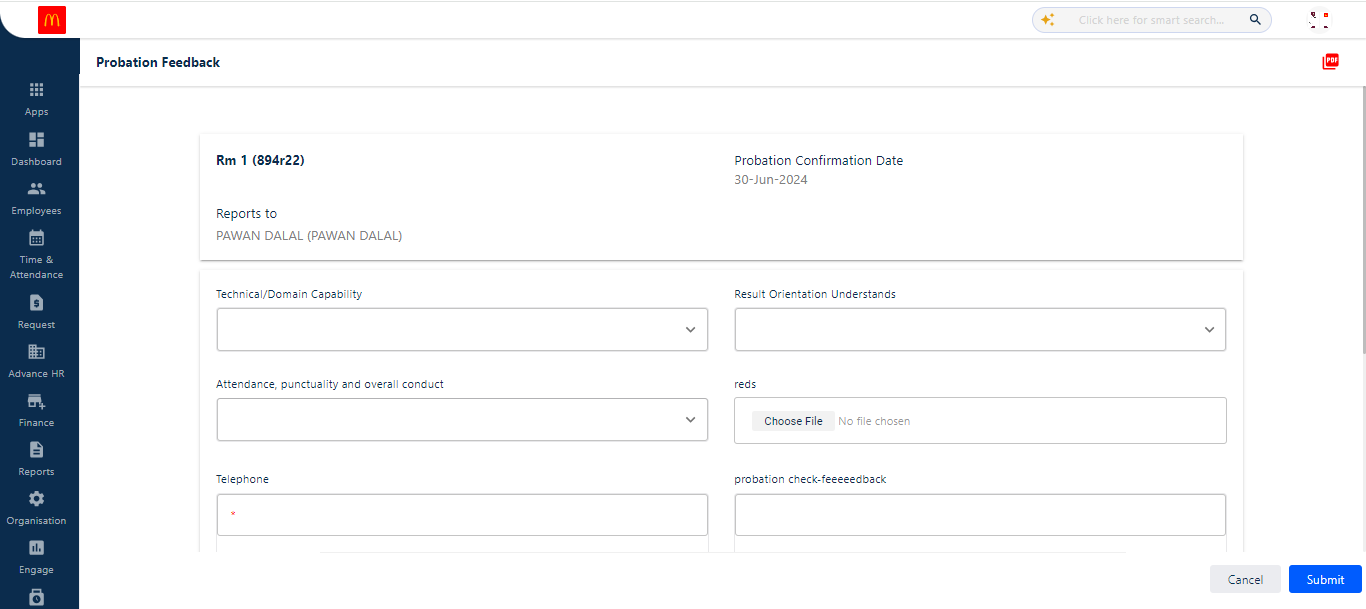 View Probation Feedback request