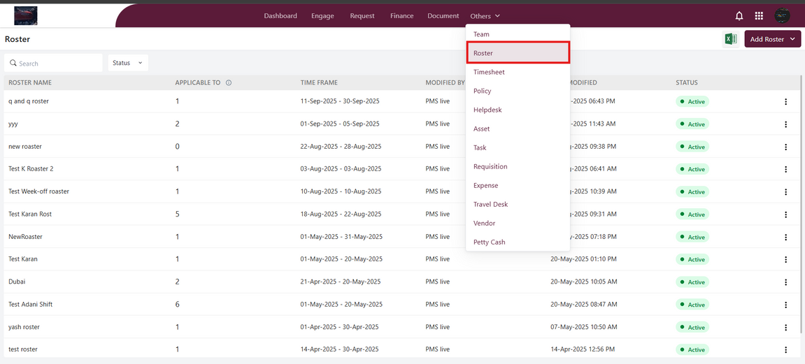 Roster Dashboard